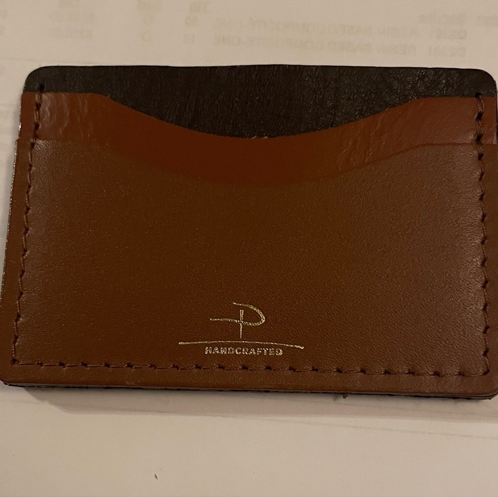 Petrescu Factory Handcrafted Brown Leather Card Holder made in Greenwich London